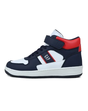 Pantofi sport mid-cut din piele ecologica, Rosu/Alb/Bleumarin