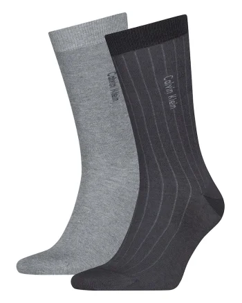 Set de sosete lungi din amestec de bumbac - 2 perechi, Negru stins/Gri inchis