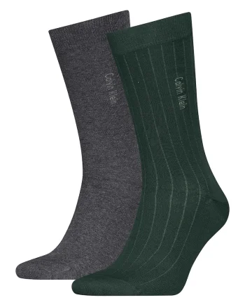 Set de sosete lungi din amestec de bumbac - 2 perechi, Verde inchis/Gri inchis
