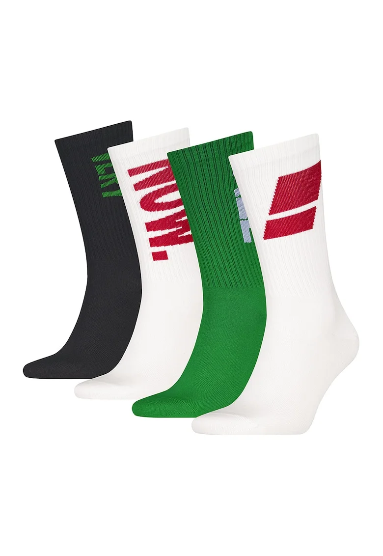 Set de sosete lungi - 4 perechi, Verde/Negru stins/Alb murdar