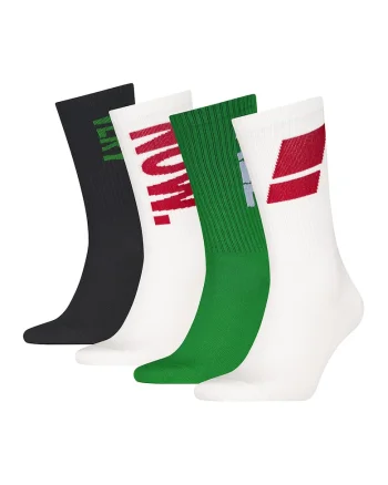 Set de sosete lungi - 4 perechi, Verde/Negru stins/Alb murdar