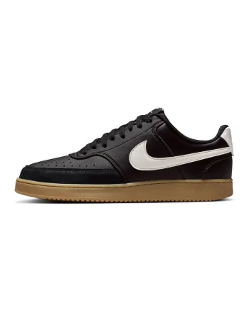 Pantofi sport low-cut Court Vision cu garnituri din piele, Negru/Maro deschis