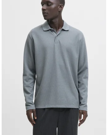 Bluza polo cu model uni, Gri