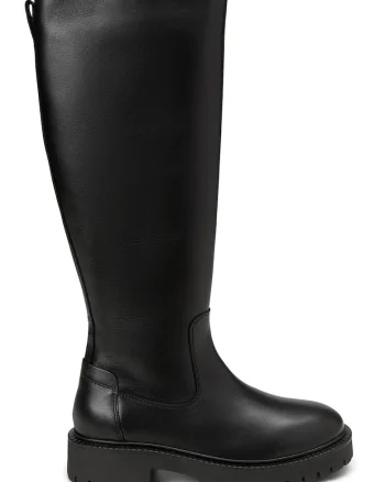 Cizme lungi de piele cu fermoar, Negru