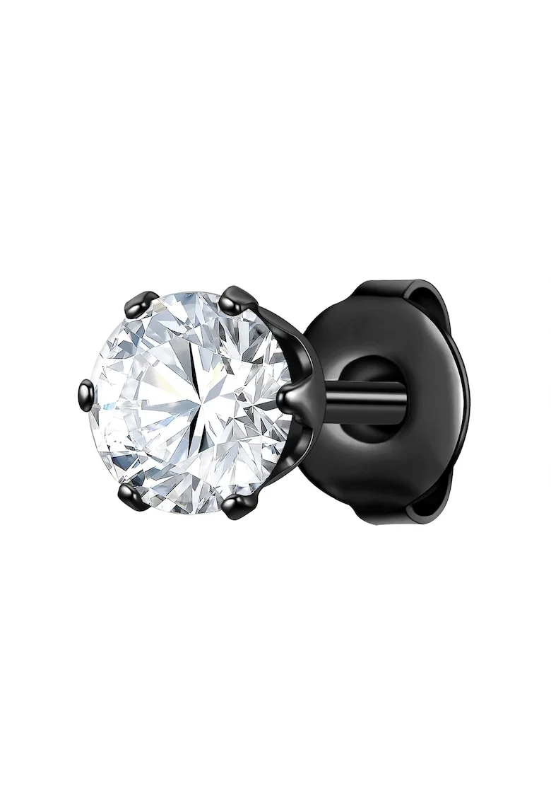 Cercel cu tija din otel inoxidabil cu zirconia, Negru