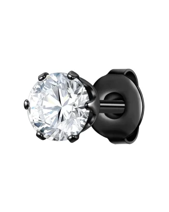 Cercel cu tija din otel inoxidabil cu zirconia, Negru