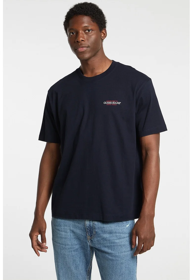 Tricou lejer cu imprimeu logo, Rosu/Alb optic/Bleumarin