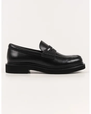 Panytofi loafer din piele cu logo discret, Negru