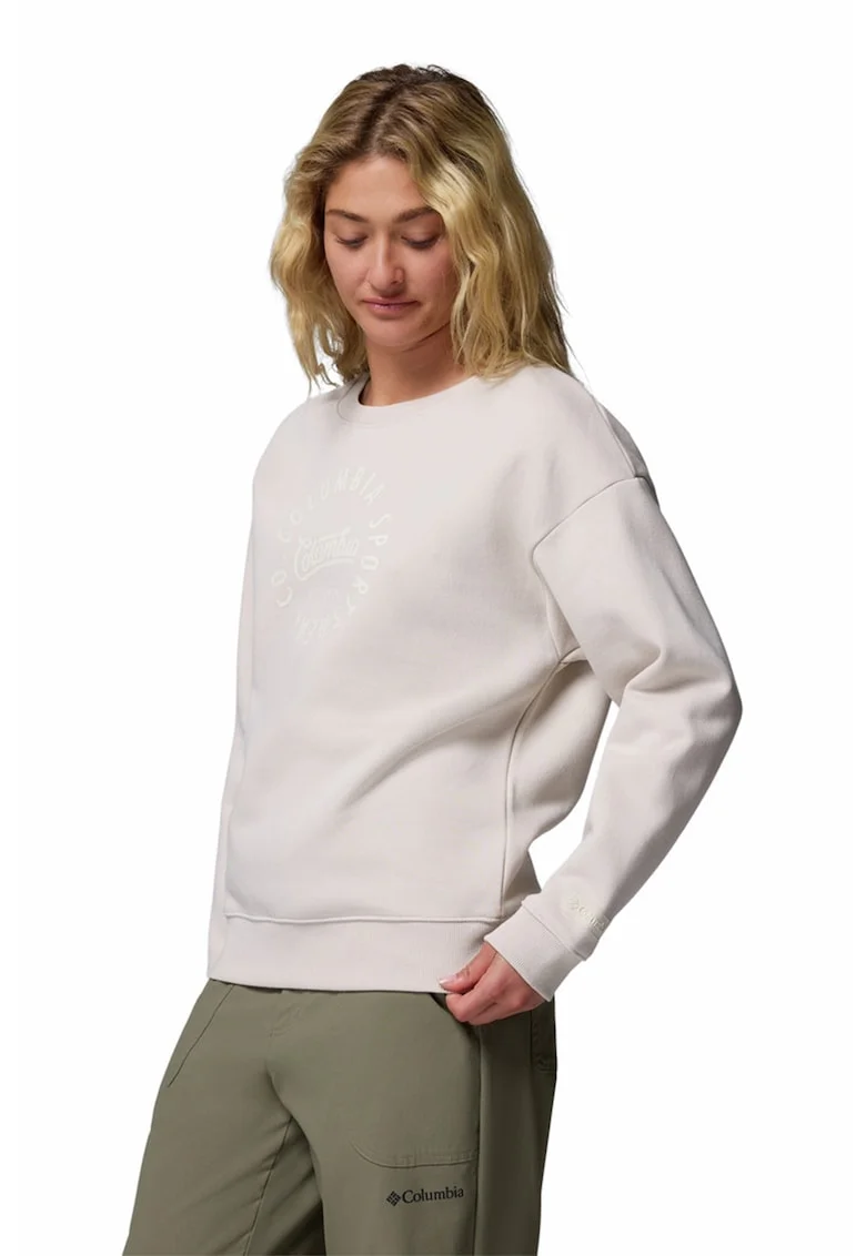 Bluza de trening cu logo si maneci cazute, Bej deschis