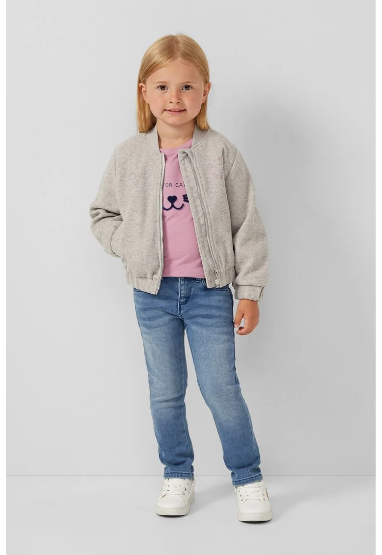 Bluza din bumbac cu imprimeu, Roz prafuit