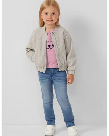 Bluza din bumbac cu imprimeu, Roz prafuit