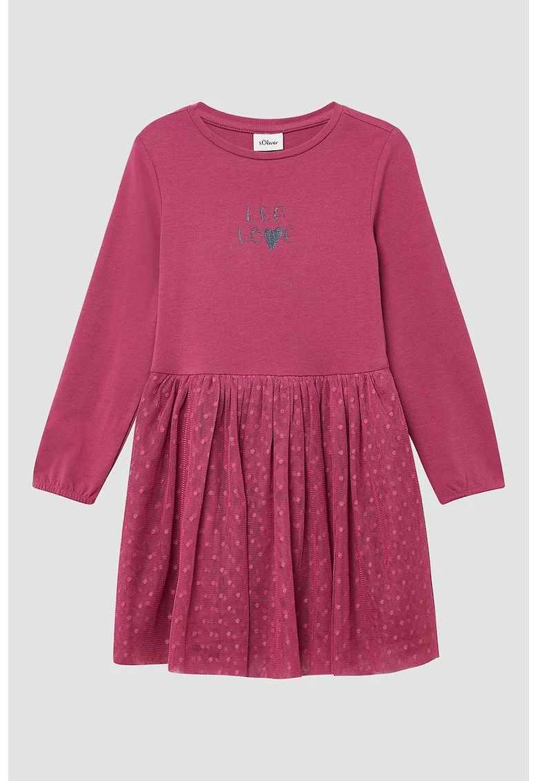 Rochie cu segment cu volane, Roz inchis