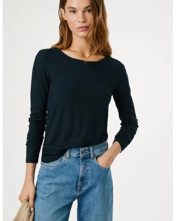 Bluza striata cu model uni, Albastru ultramarin