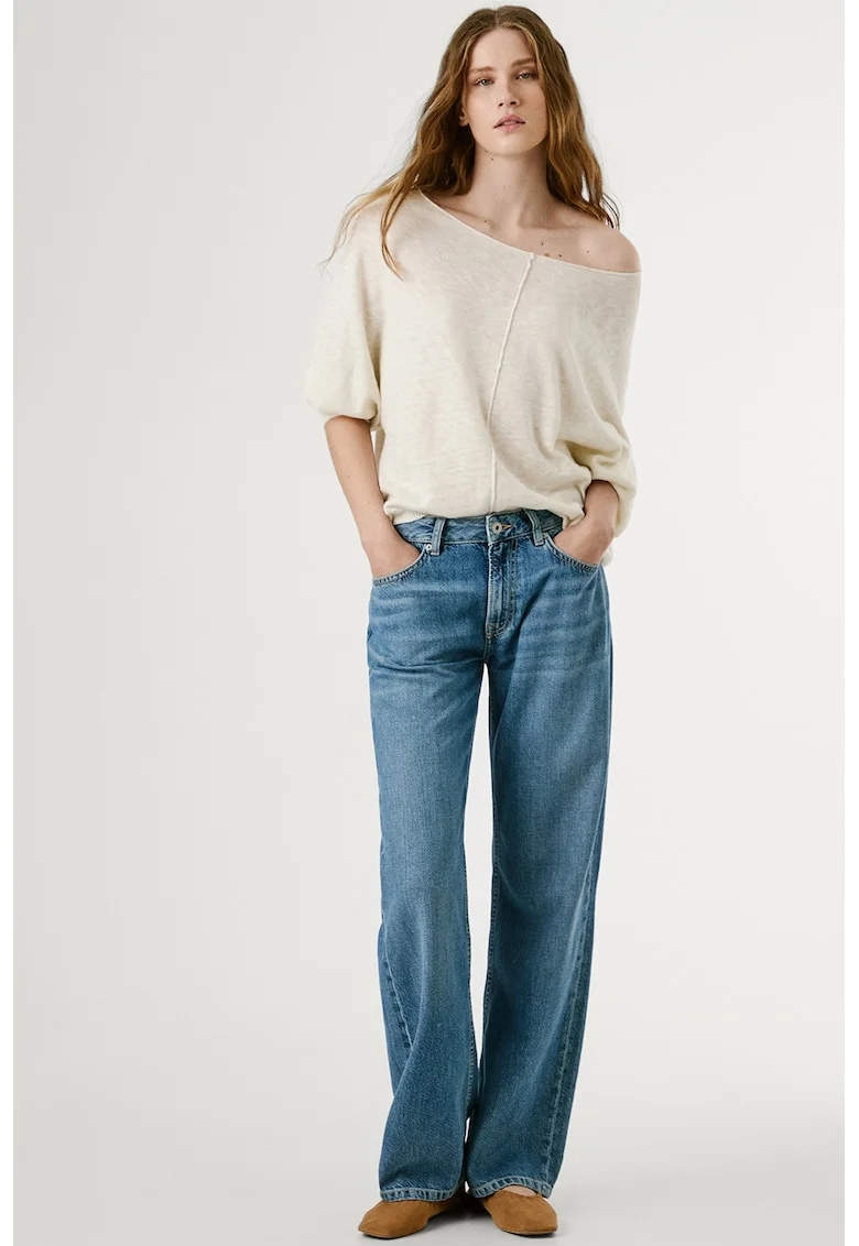 Blugi relaxed fit cu talie inalta, Albastru deschis