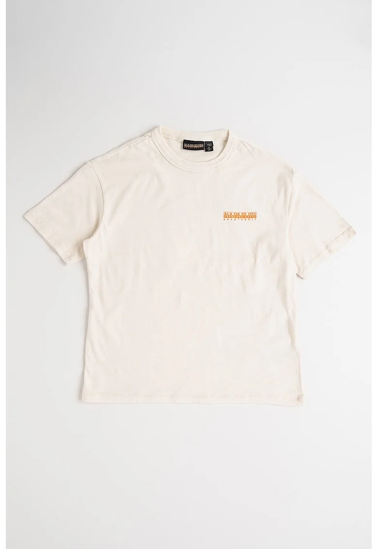 Tricou din bumbac cu imprimeu logo, Portocaliu/Bej
