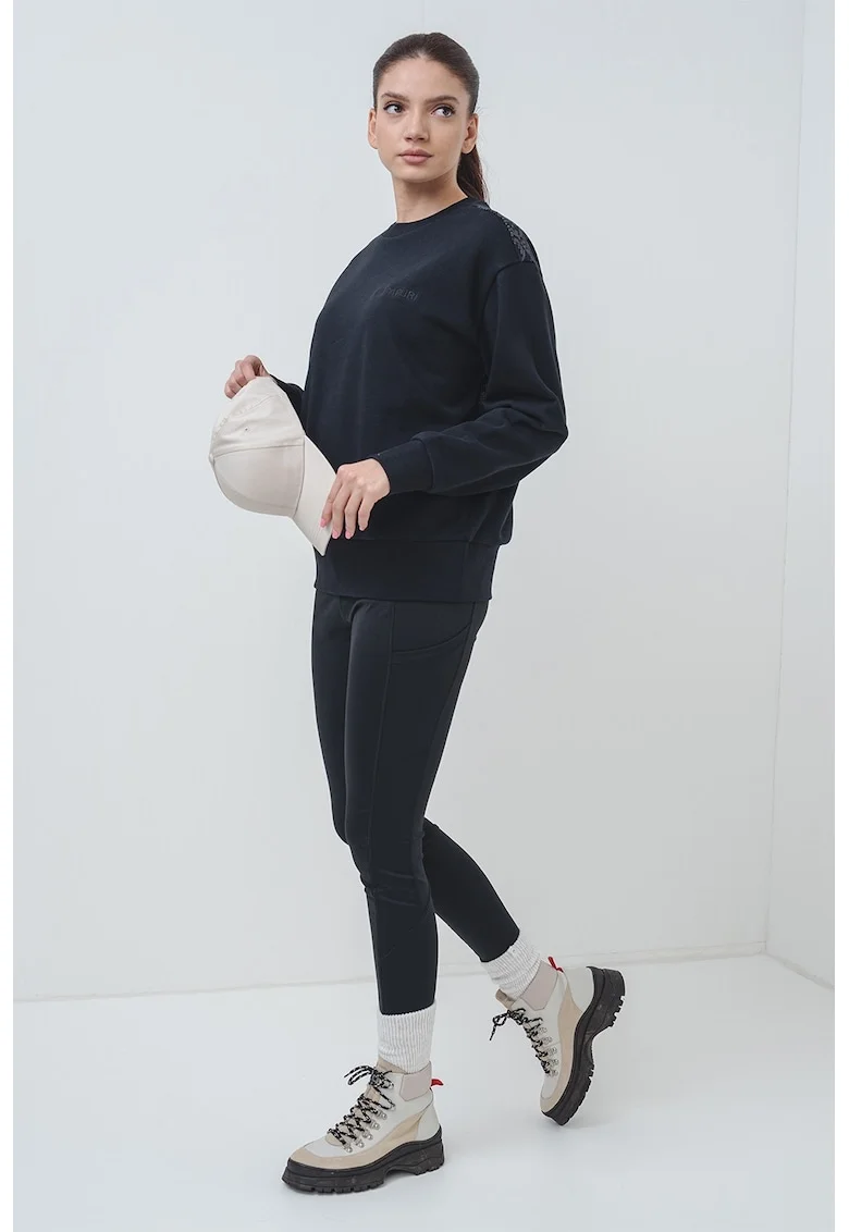 Bluza de trening relaxed-fit cu model uni, Negru