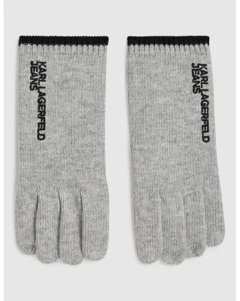 Manusi din tricot cu broderie, Gri deschis melange