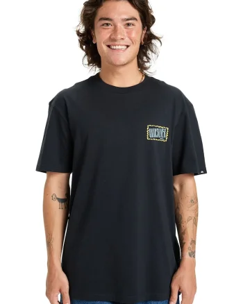 Tricou lejer din bumbac cu imprimeu logo pe partea din spate, Negru/Galben/Albastru