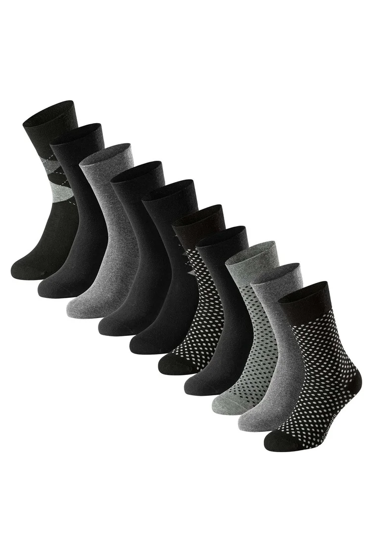 Schiesse, Set de sosete lungi cu model - 5 perechi, Gri/Negru stins