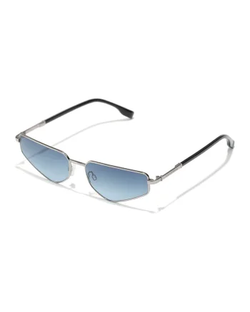 Ochelari de soare dreptunghiulari unisex cu rama metalica, Argintiu