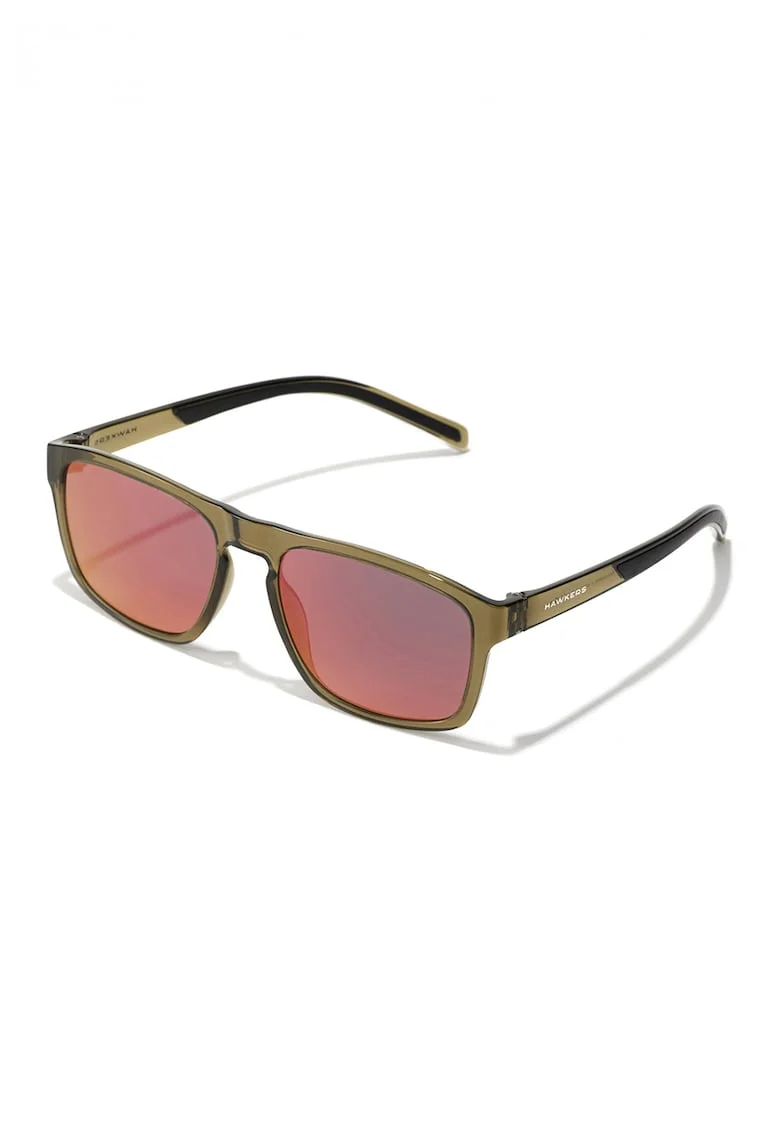 Ochelari de soare dreptunghiulari unisex cu lentile oglinda Lion, Verde masliniu