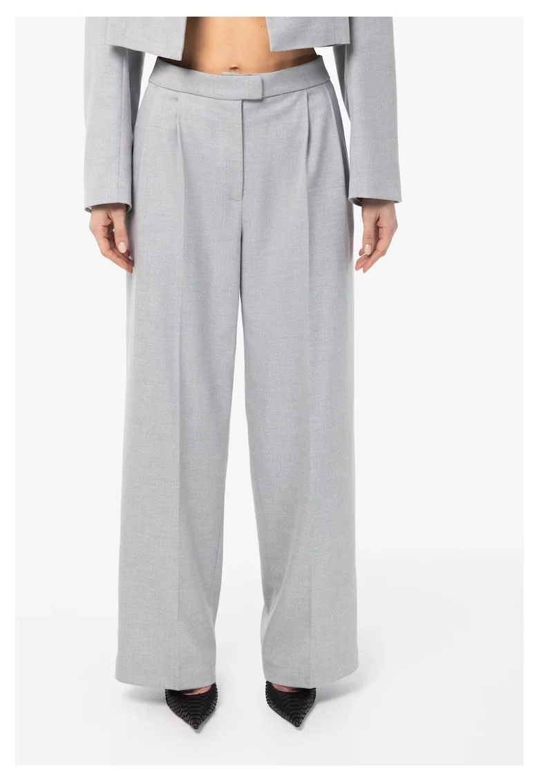 Pantaloni drepti cu talie inalta Theo, Gri