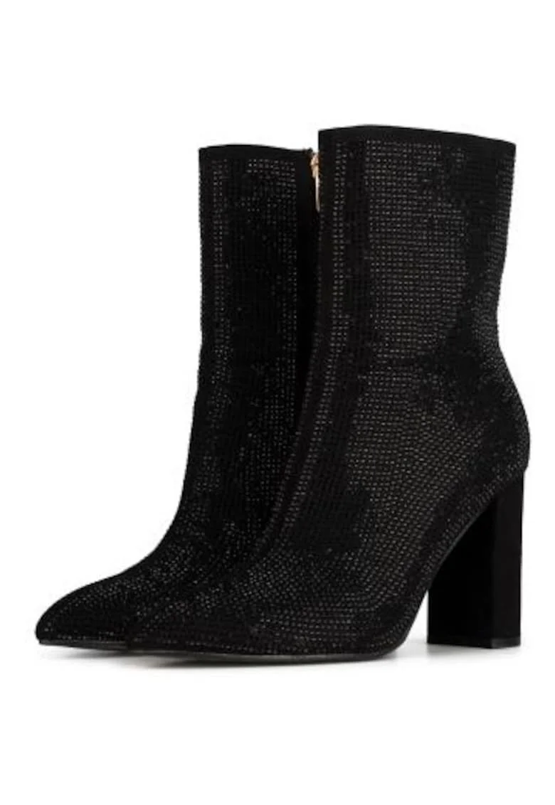 Botine cu toc din piele LAUREN