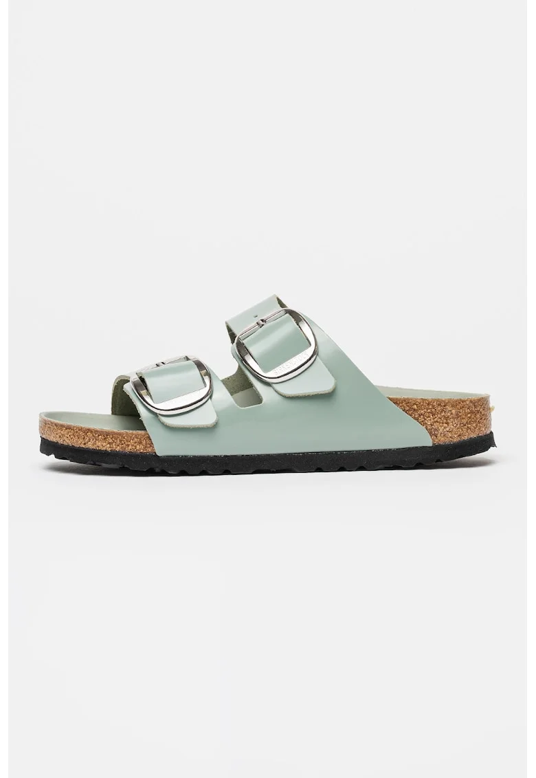 Papuci din piele cu catarame, Verde menta
