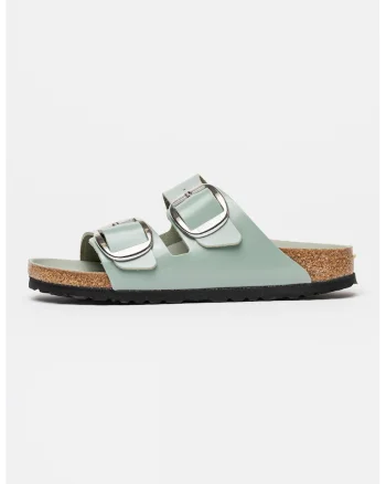 Papuci din piele cu catarame, Verde menta