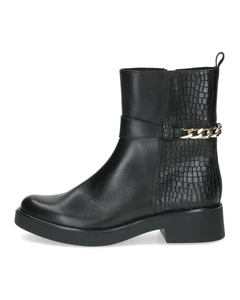 Ghete din piele cu aspect de piele de crocodil, Negru