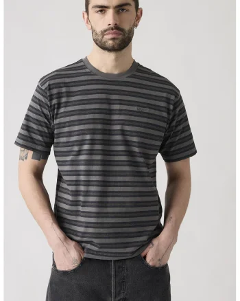 Tricou lejer din bumbac cu model in dungi Red Tab™, Gri/Gri grafit