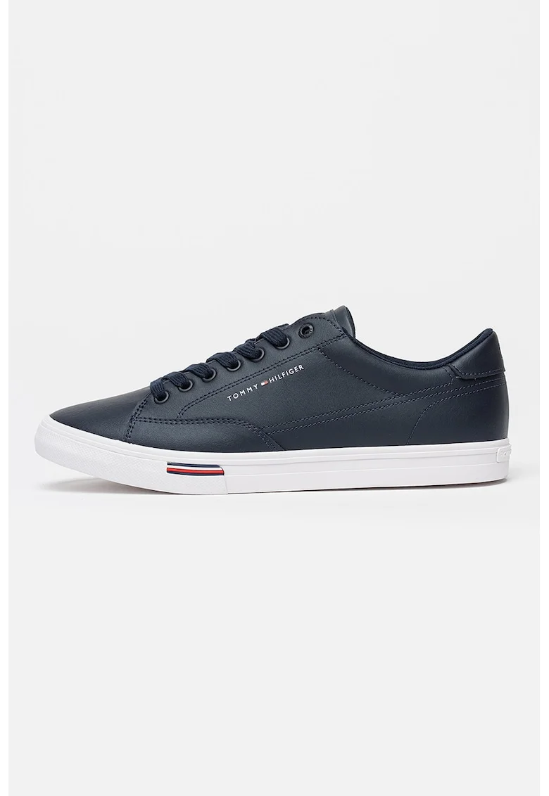 Pantofi psort low-cut de piele cu insertii de piele ecologica, Albastru inchis