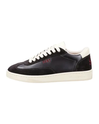 Pantofi sport din piele cu garnituri din piele intoarsa Prepus, Rosu/Maro inchis/Negru