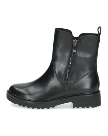 Botine din piele cu fermoar dublu, Negru