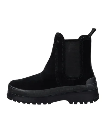 Ghete Chelsea din piele intoarsa cu detaliu cu broderie Wintly, Negru