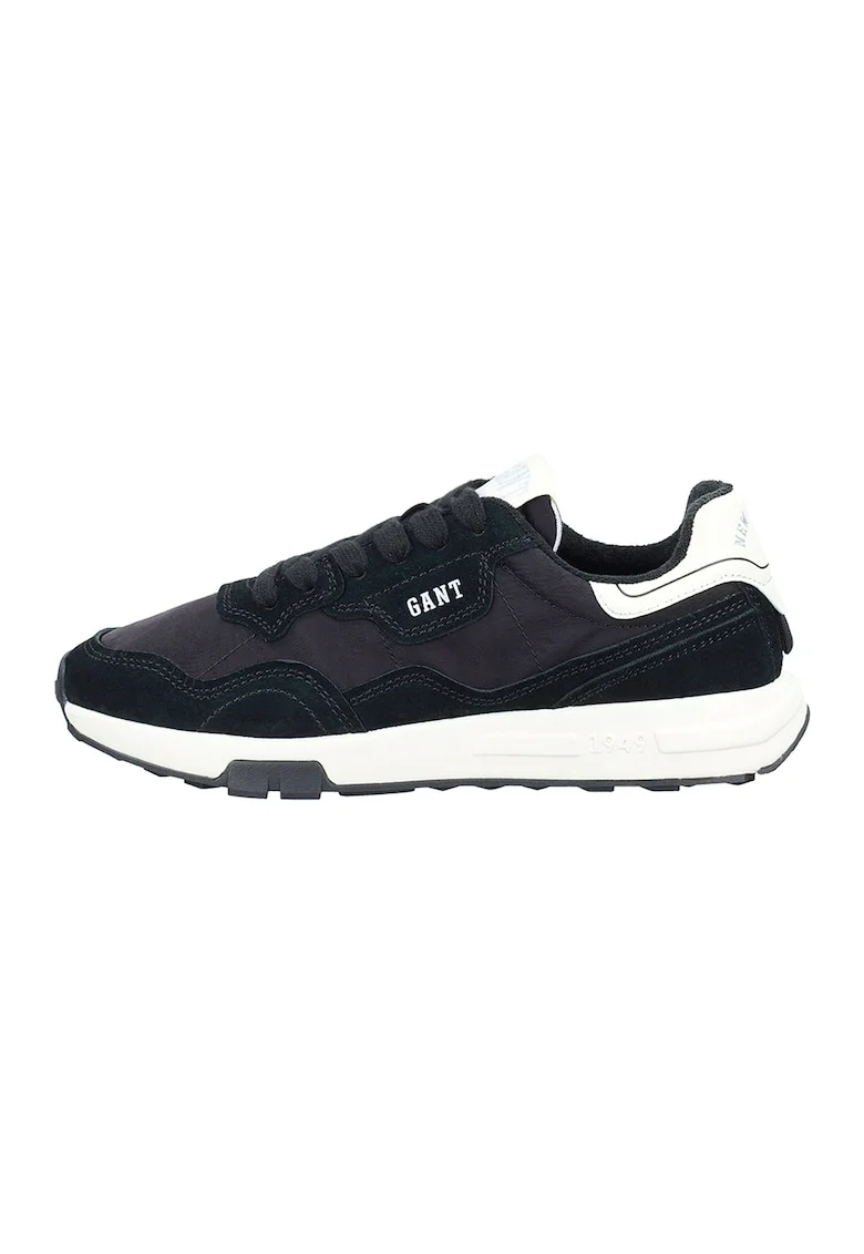 Pantofi sport cu garnituri din piele intoarsa si material sintetic Youtron, Negru/Gri antracit