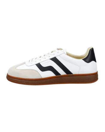 Pantofi sport low cut din piele Cuzmo, Alb/Negru/Bej deschis