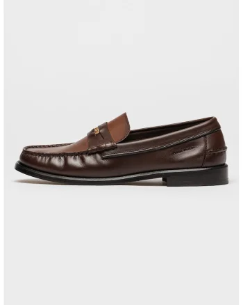 Pantofi loafer din piele cu detaliu logo Penny, Maro Siena