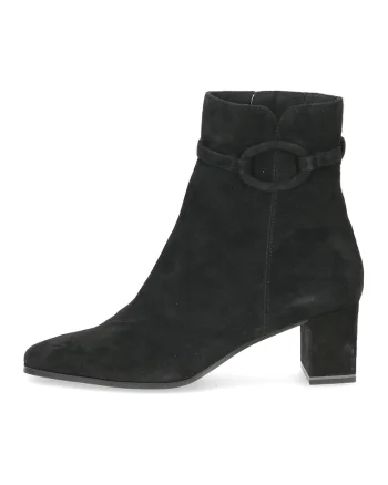 Botine din piele intoarsa cu varf patrat, Negru