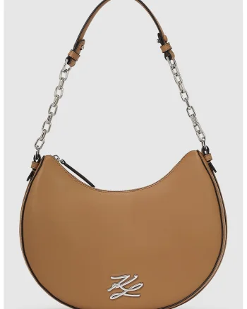 Geanta de piele cu bareta de umar Autograph Moon, Caramel