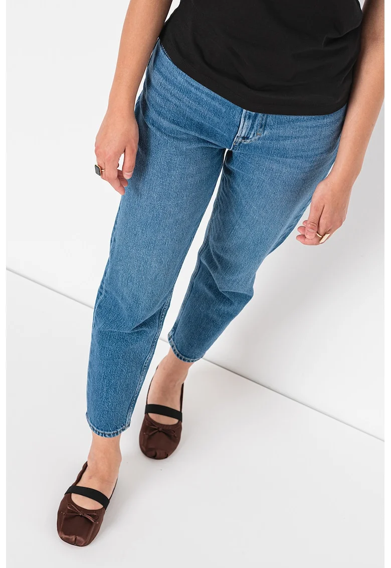 Blugi mom-fit cu talie inalta, Albastru