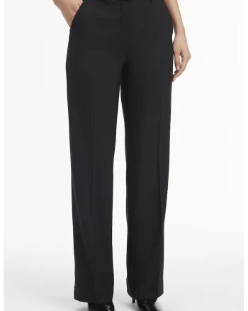Pantaloni bootcut din amestec de lana cu talie inalta, Negru