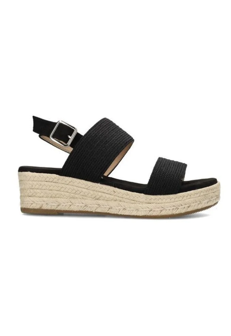 Sandale texturate din panza, cu talpa wedge Ceto