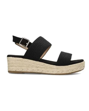 Sandale texturate din panza, cu talpa wedge Ceto