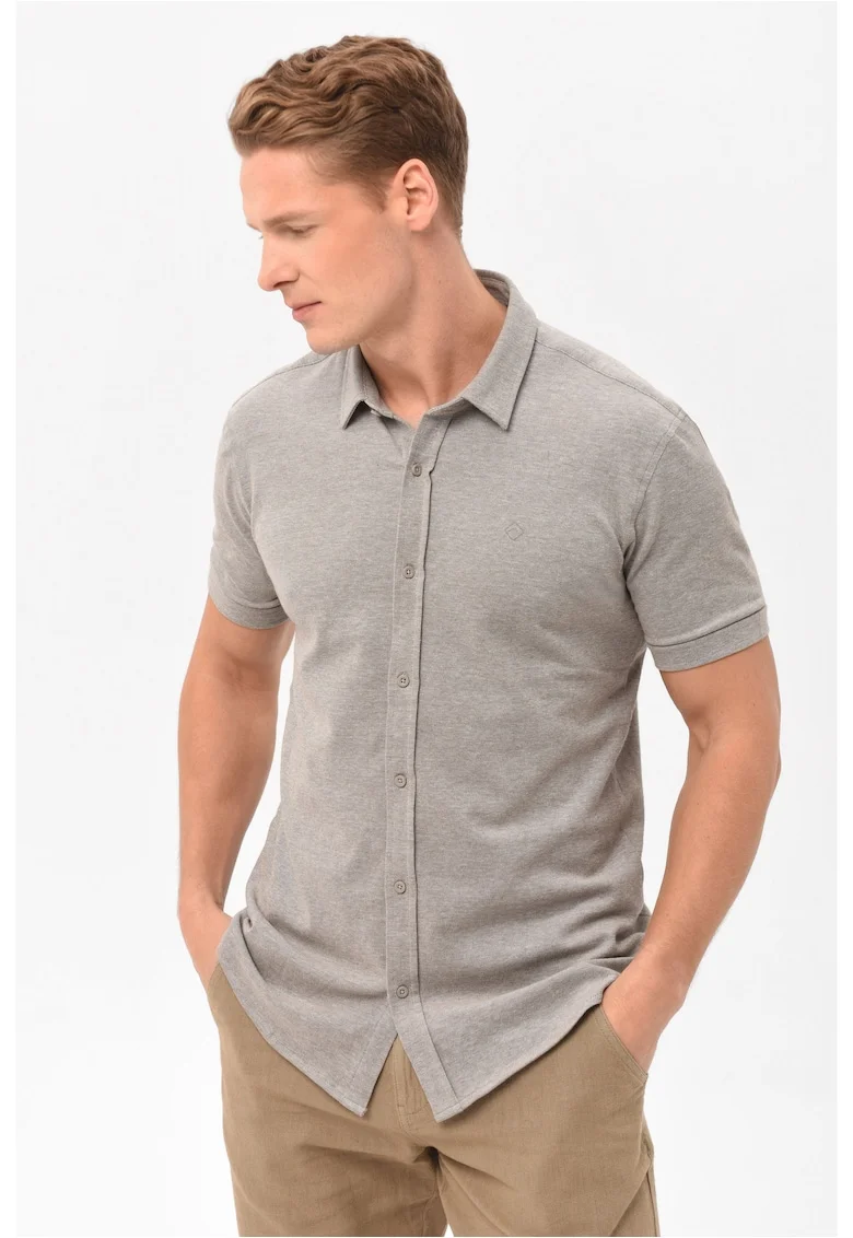 Camasa cu maneci scurte  C-Xewir pentru barbati, Gri, Slim Fit