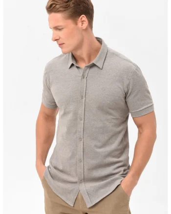 Camasa cu maneci scurte  C-Xewir pentru barbati, Gri, Slim Fit