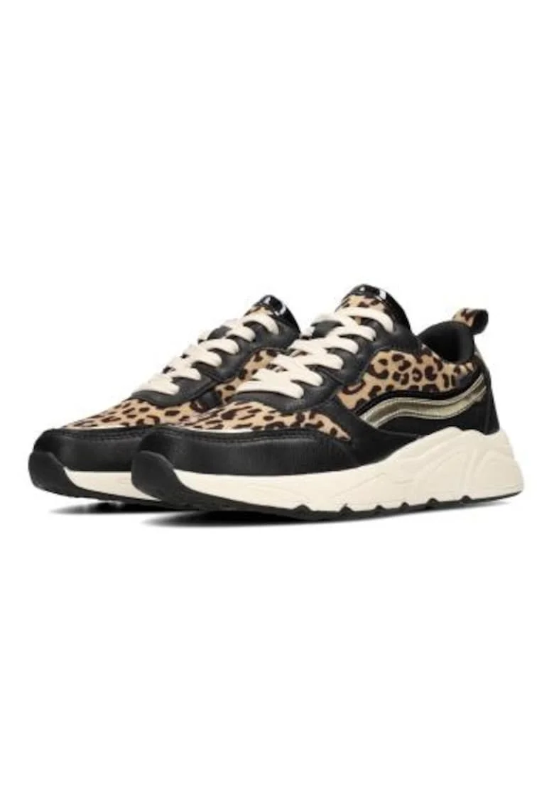 Pantofi sport cu model animal print si talpa wedge CHARLIE