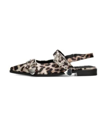 Balerini slingback cu animal print si varf ascutit Julia
