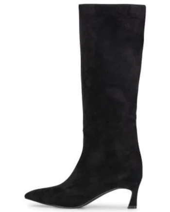 Cizme din piele intoarsa ecologica cu toc stiletto