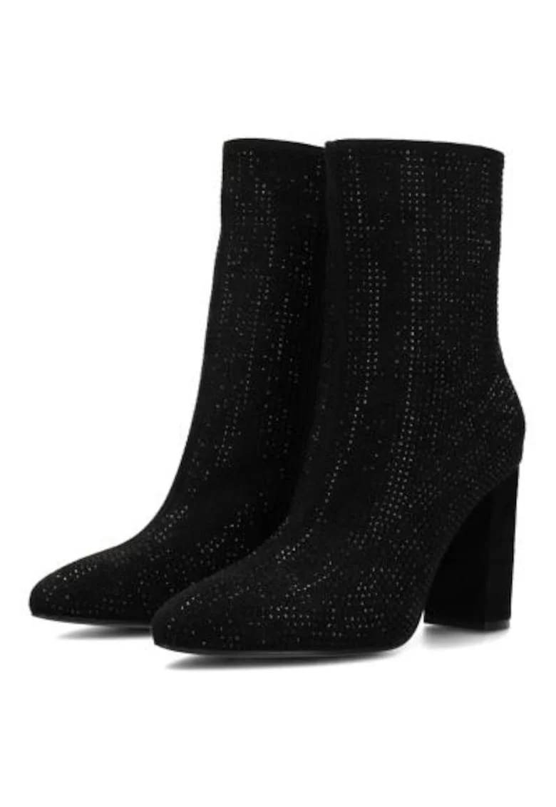 Botine din piele intoarsa cu strasuri